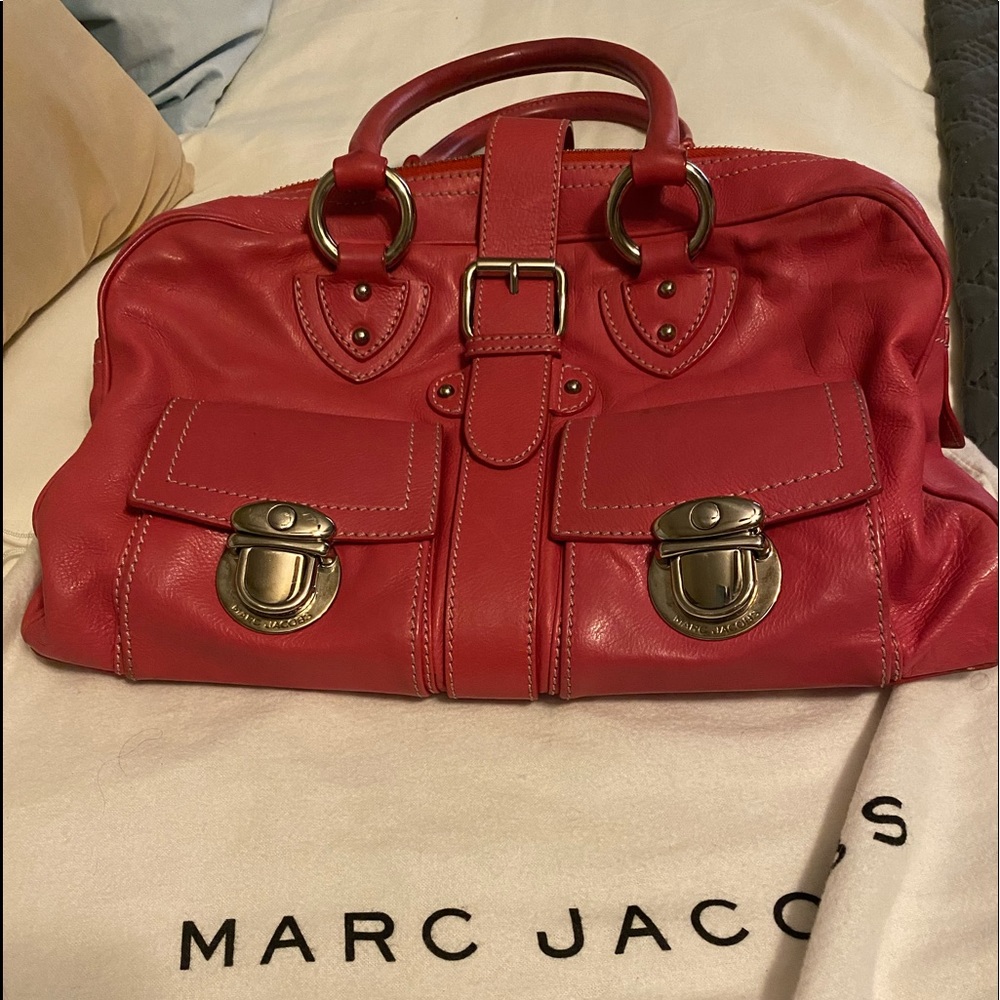 Marc Jacobs punch pink vintage leather bag . - Picture 2 of 14